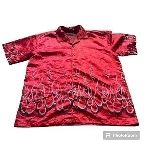 Men’s vintage MT:2 red flame button down shirt